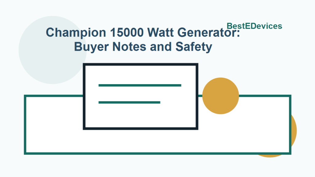 Cartoon illustration for Champion 15000 Watt Generator: Buyer Notes and Safety